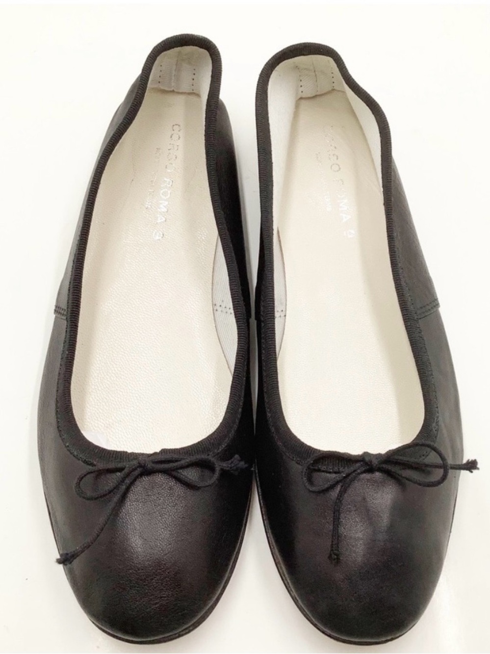 Corso Roma 9 Black Italian Leather Ballet Flats